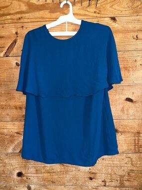Women’s Blue One-Shoulder Layered Top